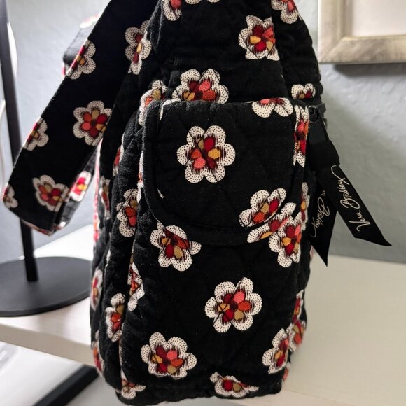 Vera Bradley Pirouette Lisa B Quilted Cotton Black Floral Shoulder Bag - Picture 6 of 6
